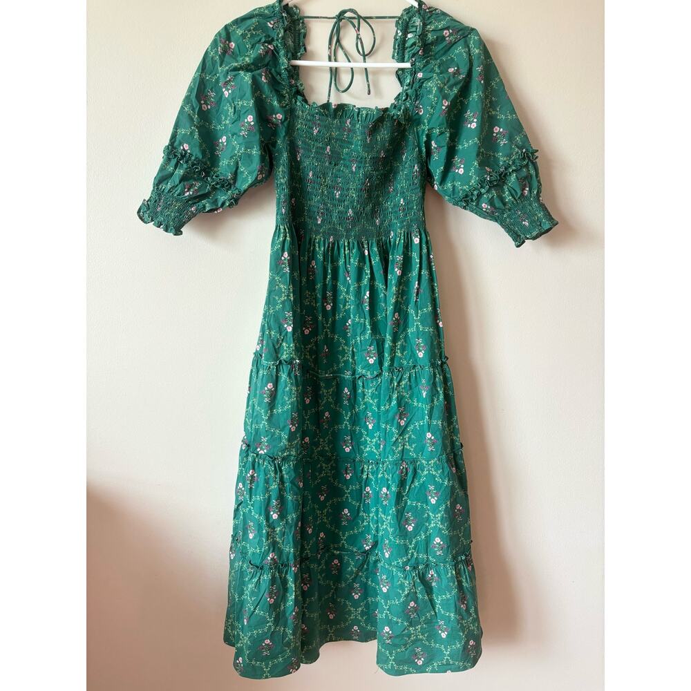 HILL HOUSE Home Nesli Emerald Trellis Dress Midi S - Picture 3 of 12